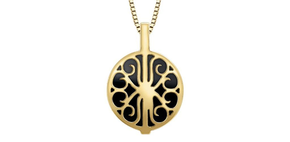 Yellow Gold, Onyx and Diamond Pendant - Davidson's Jewellers