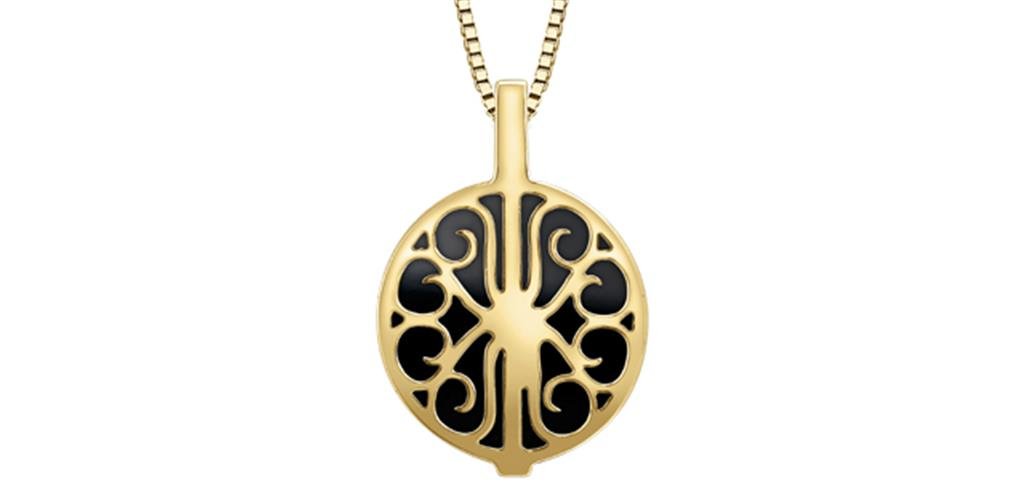 Yellow Gold, Onyx and Diamond Pendant - Davidson's Jewellers