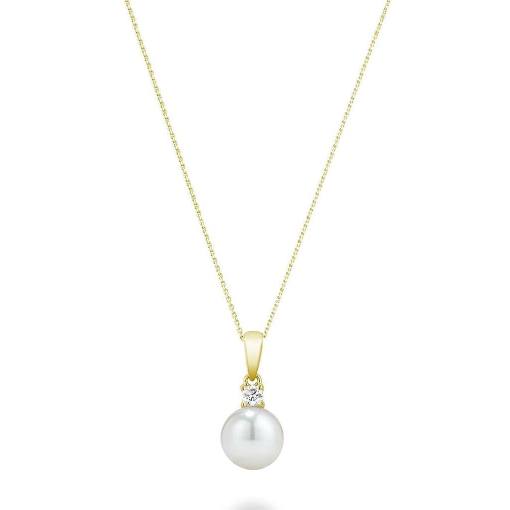 Yellow Gold Pearl and Diamond Pendant - Davidson's Jewellers
