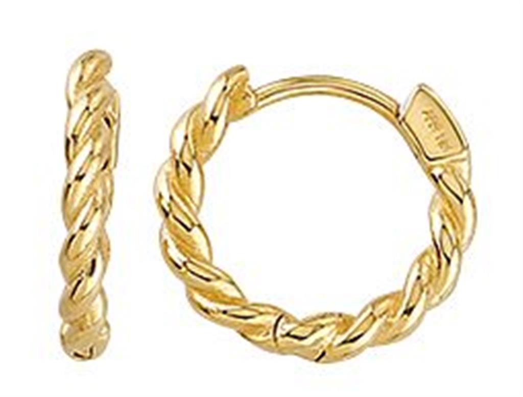 Yellow Gold Twisted Huggies - Davidson's Jewellers